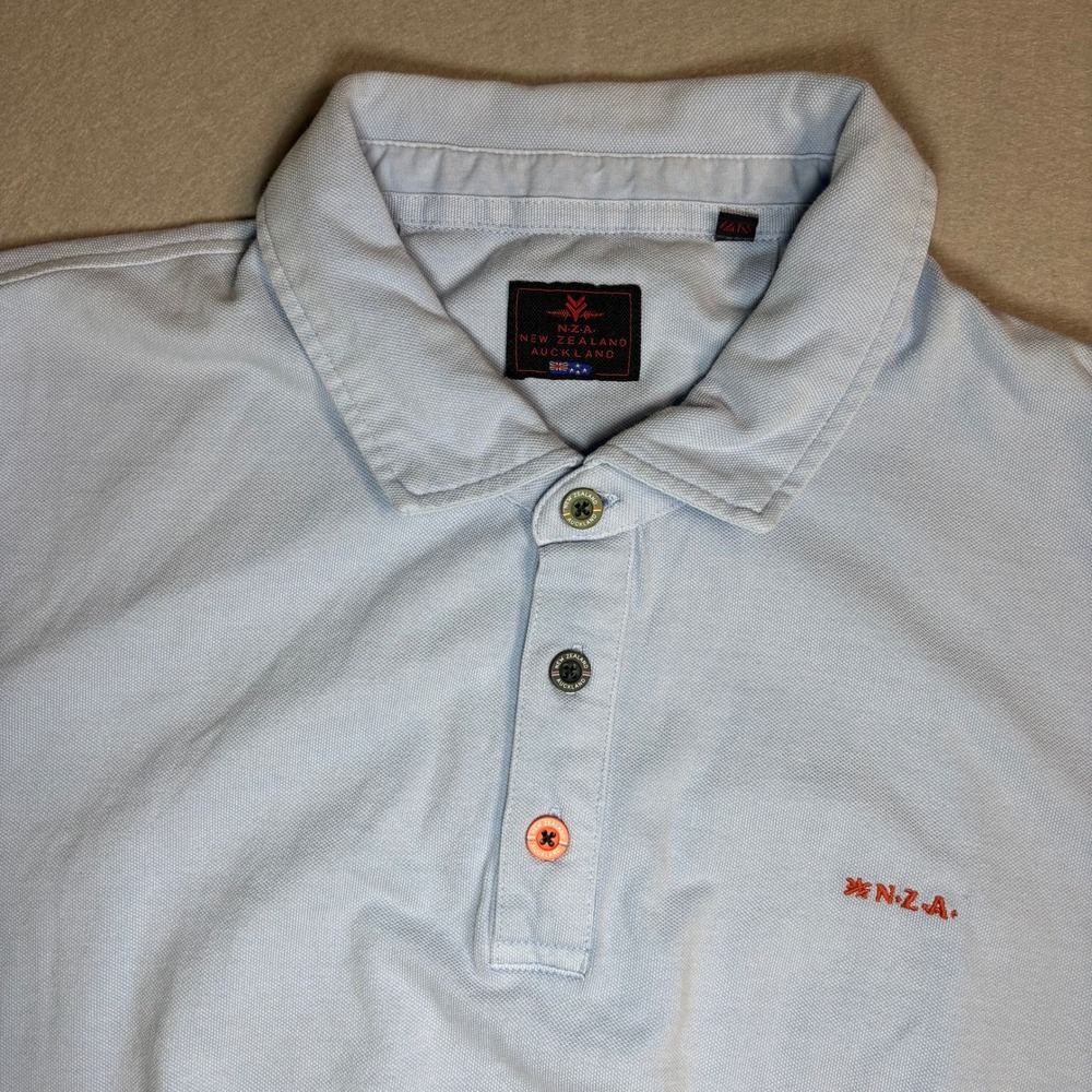 N.Z.A. New Zealand Auckland Tukituki Men's 3XL Light Blue Cotton Polo - Picture 6 of 16